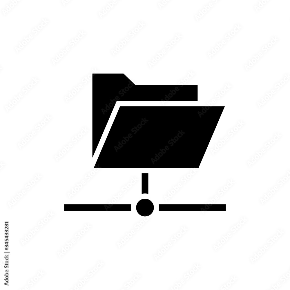 Poster folder connected vector icon in black solid flat design icon isolated on white background