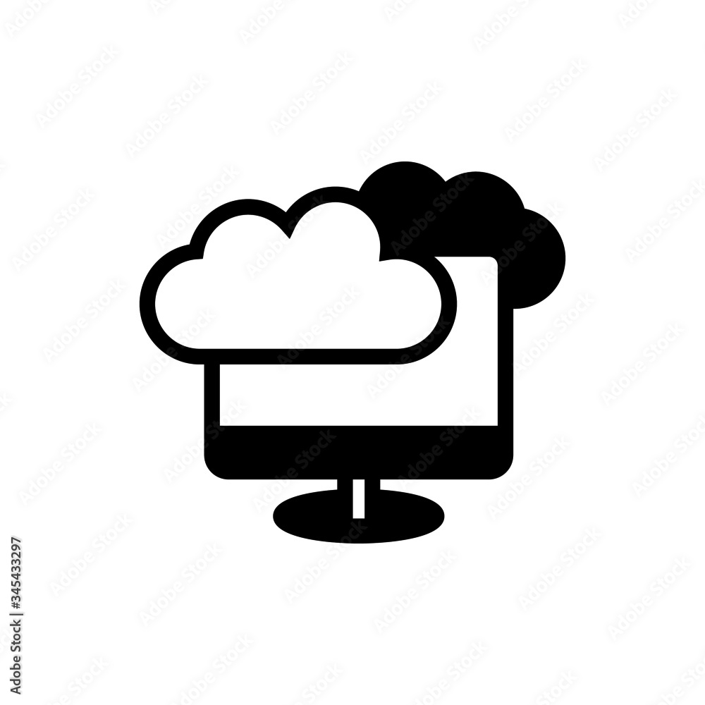 Poster computing cloud vector icon in black solid flat design icon isolated on white background