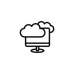 Computing cloud vector icon in linear, outline icon isolated on white background