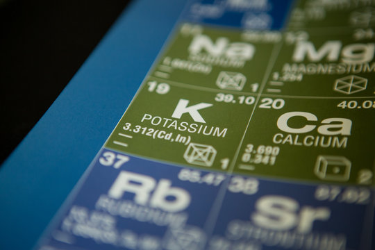 Potassium on the periodic table of elements