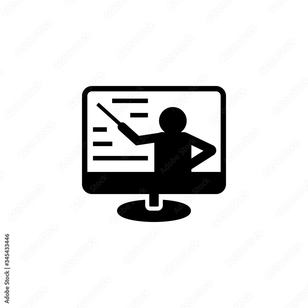 Poster computer training vector icon in black solid flat design icon isolated on white background