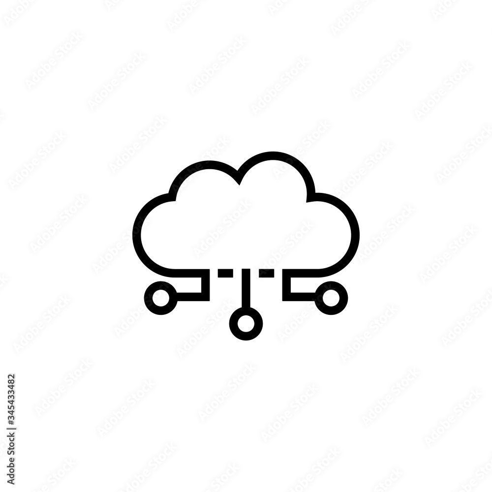 Aufkleber cloud computing vector icon in linear, outline icon isolated on white background