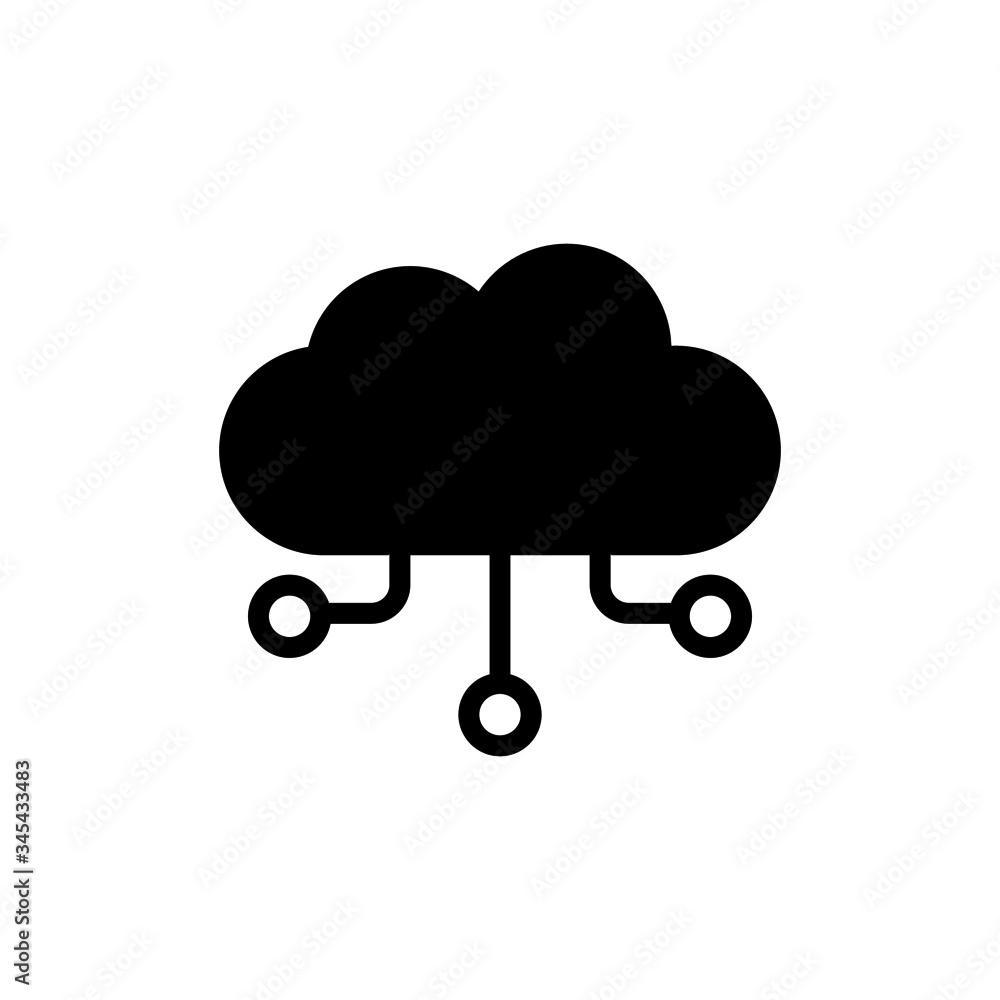 Poster cloud computing vector icon in black solid flat design icon isolated on white background