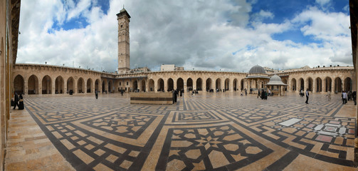 Umayyad mosque in Aleppo - Syria . panoramic view