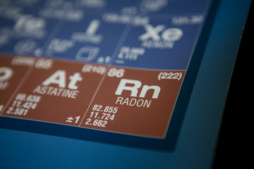 Radon on the periodic table of elements