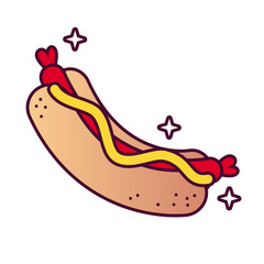 delicious hot dog fast food detailed style icon