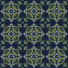 Bandana print. Women's shawl with floral pattern. Mediterranean wallpaper. Portuguese tile azulejo. Turkish ornament. Spanish porcelain. Ceramic dishes. 