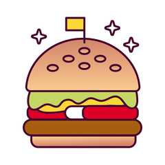 delicious burger fast food detailed style icon