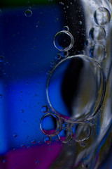bubbles close up on blue background