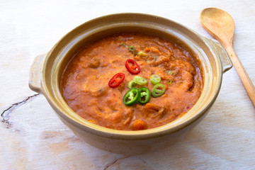 Ground soybean stew which is called Kongbiji-jjigae in Korea