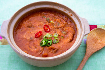 Ground soybean stew which is called Kongbiji-jjigae in Korea