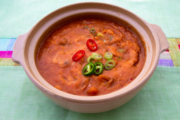 Ground soybean stew which is called Kongbiji-jjigae in Korea