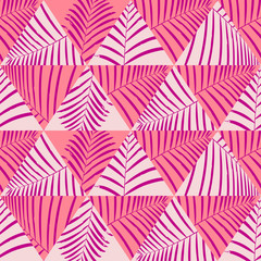 Palm Leaves And Geometric Forms Background Pattern Seamless