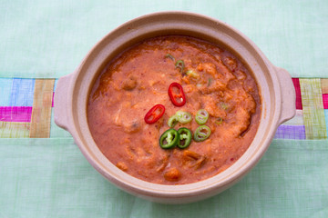 Ground soybean stew which is called Kongbiji-jjigae in Korea