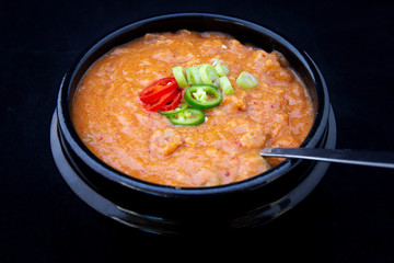Ground soybean stew which is called Kongbiji-jjigae in Korea