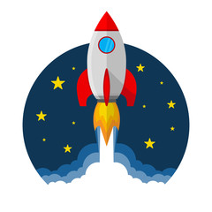 Rocket launch, ship. Icon Illustration concept of business product on a market isolated on white background. Vector EPS 10