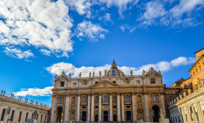 The Papal Basilica of Saint Peter in the Vatican, or simply Saint Peter's Basilica is a renaissance style church in Vatican in Rome , Italy