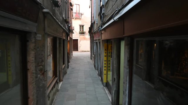 May 2020, Venice-Italy, Walking through the monuments of the ancient city of Venice at the time of the coronavirus, between closed shops and the absence of tourists