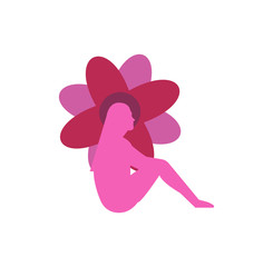 pink orchid flower female figure icon isolated