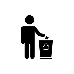 People drop garbage line icon design vector. Trash bin sign symbol. People drop garbage illustration design. Editable black stroke.