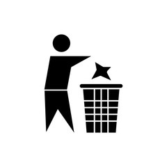 People drop garbage line icon design vector. Trash bin sign symbol. People drop garbage illustration design. Editable black stroke.