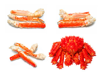 Alaskan king crab isolated in white background, Red king crab or Taraba crab  isolated on white background