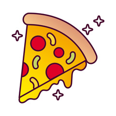 delicious italian pizza fast food detailed style icon