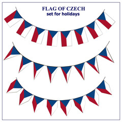 Set for holidays with flag of Czech. Happy Czech day background. Illustration with white background.