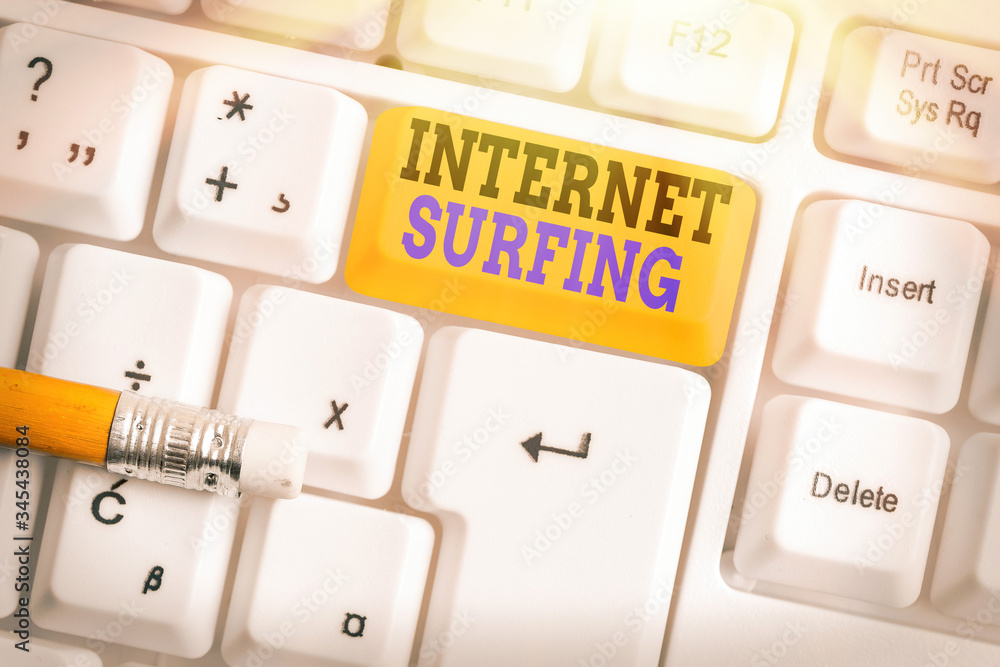Poster word writing text internet surfing. business photo showcasing browsing hundred of websites using any
