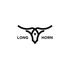 Texas Longhorn, Bull  line art Logo Design
