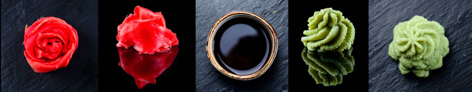 wasabi, ginger and soy sauce