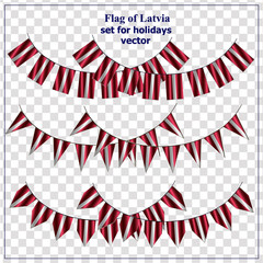 Obraz premium Bright set with flags of Latvia. Happy Latvia day collection. Bright illustration with flags. Vector.