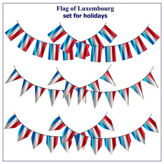 Set with flags of Luxembourg with folds. Colorful collection with flags for web design. illustration.