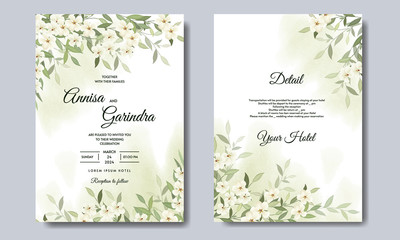 Fototapeta na wymiar Beautiful floral wreath wedding invitation card template Premium Vector