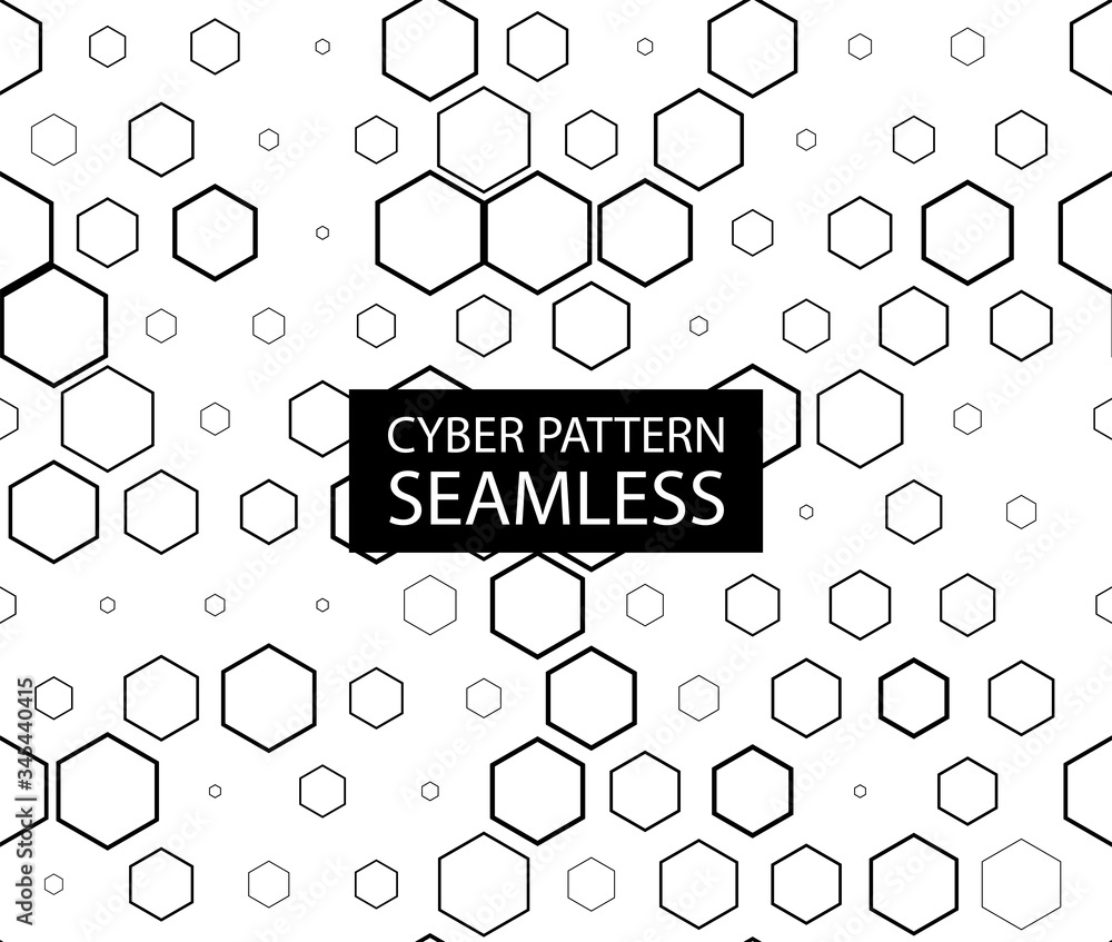 Poster seamless monochrome electronic pattern. vector hexagon background in high-tech style. cyber texture