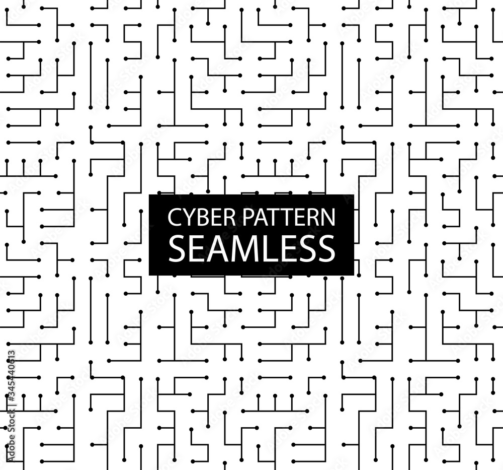 Aufkleber seamless monochrome electronic pattern. vector circuit board background in high-tech style. cyber te