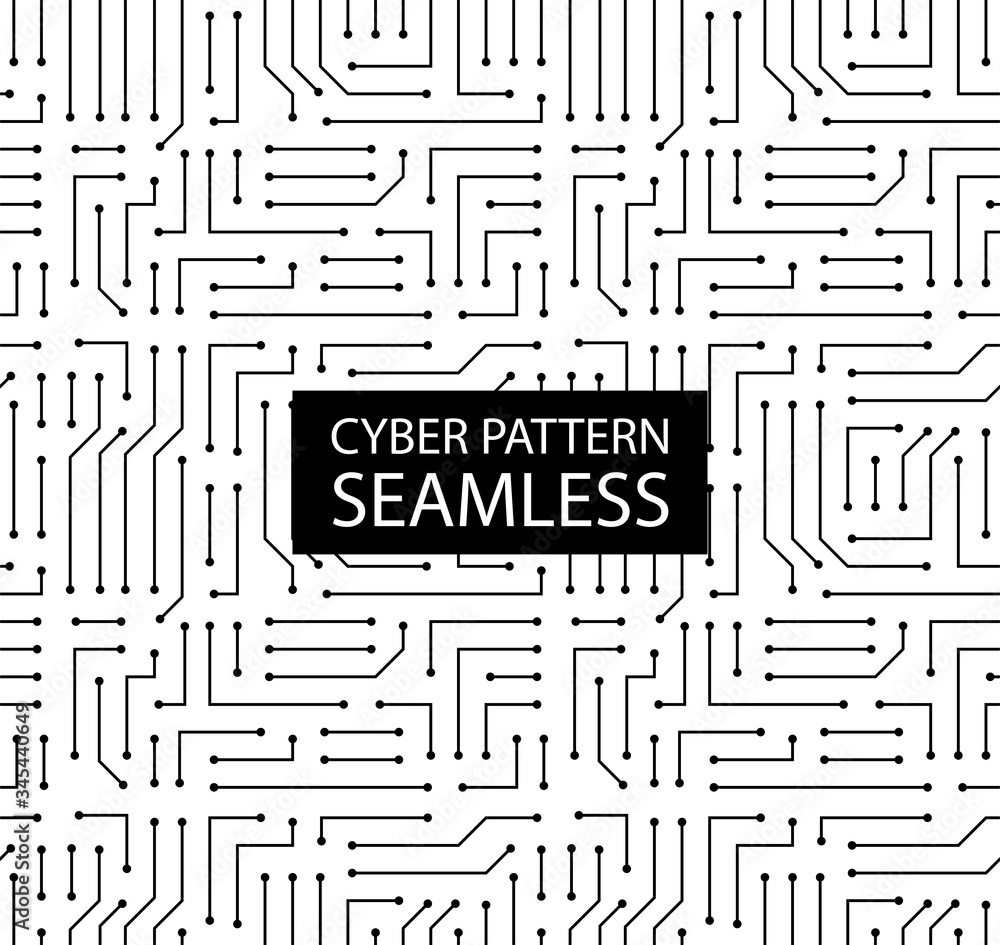 Fototapete seamless monochrome electronic pattern. vector circuit board background in high-tech style. cyber te