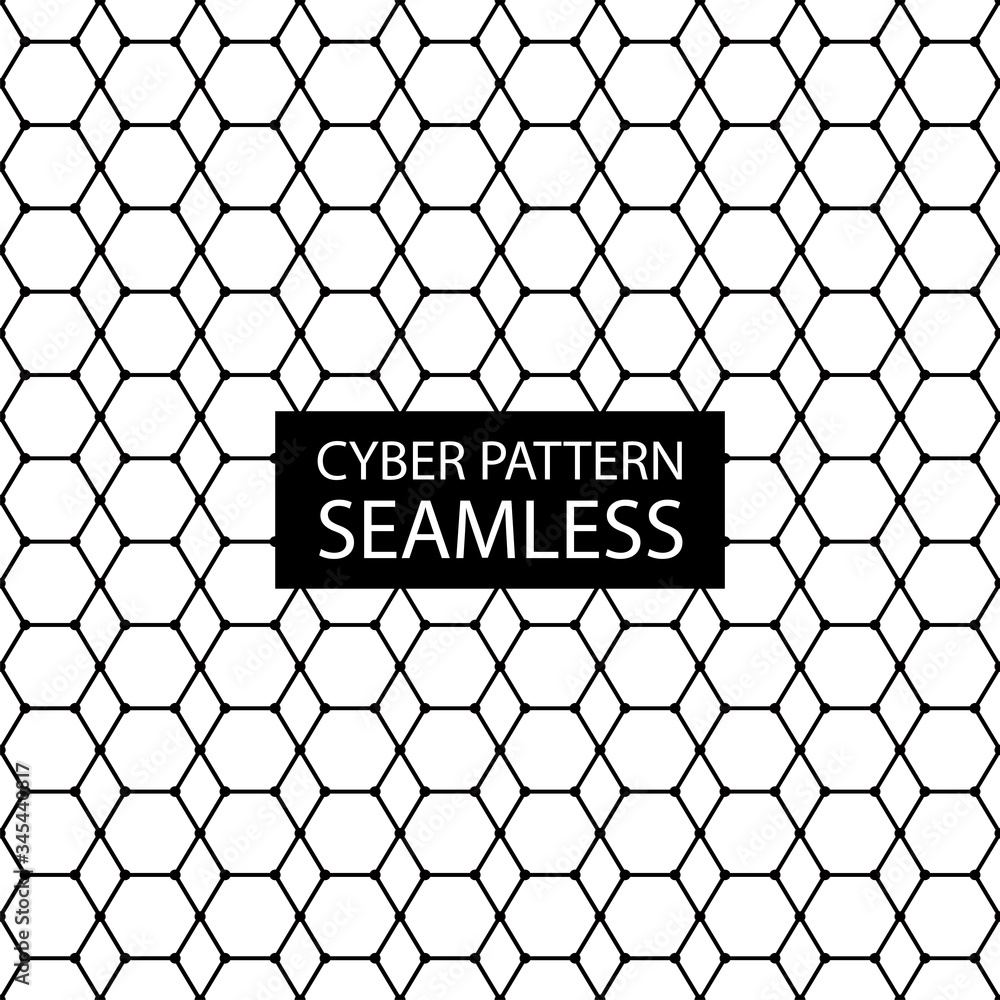 Aufkleber seamless monochrome electronic pattern. vector hexagon background in high-tech style. cyber texture
