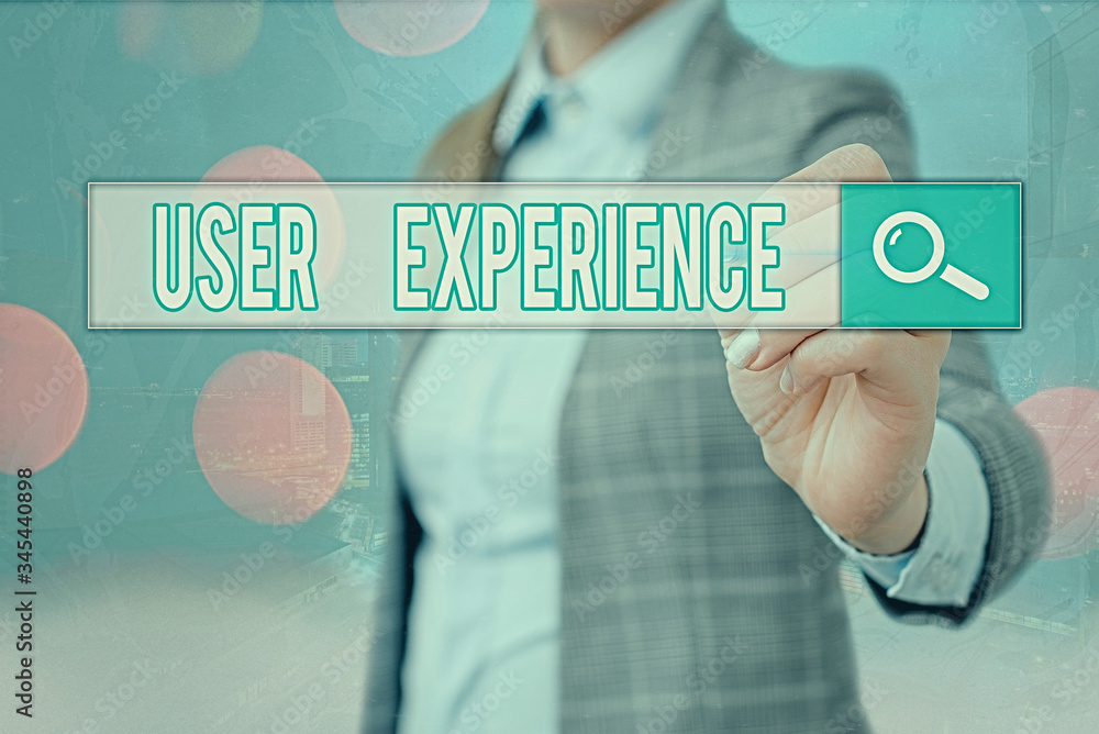Poster word writing text user experience. business photo showcasing using website especially in terms how p