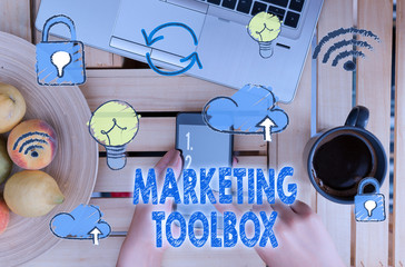Handwriting text Marketing Toolbox. Conceptual photo Means in promoting a product or services Automation