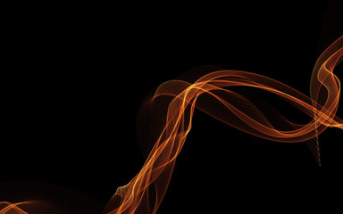 Dark abstract background with a glowing abstract waves