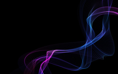 Dark abstract background with a glowing abstract waves