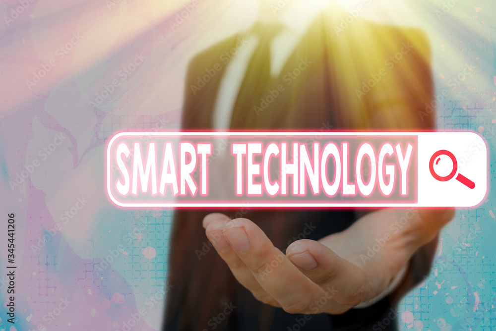 Poster conceptual hand writing showing smart technology. concept meaning gadgets or device that has a built