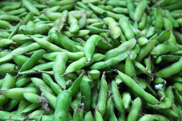 fresh green soybean as food background