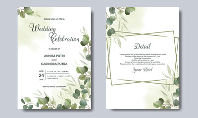 Fototapeta na wymiar Beautiful floral wreath wedding invitation card template Premium Vector