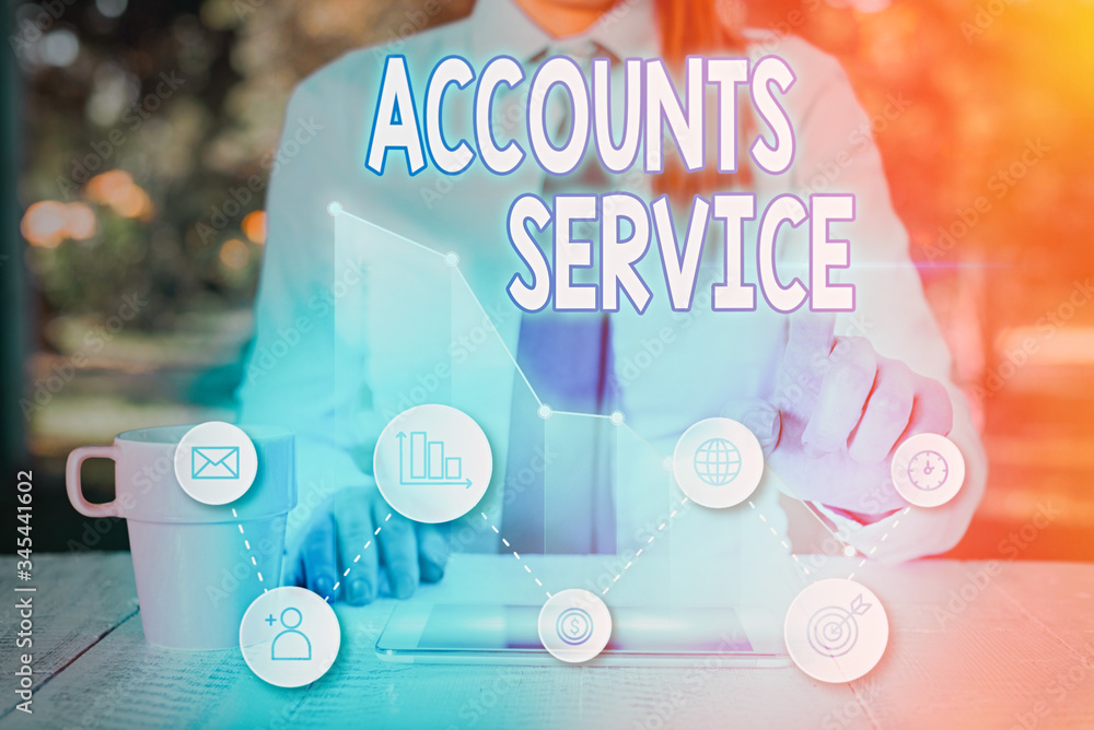 Poster handwriting text accounts service. conceptual photo accessing list of user profiles and information 