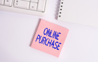 Word writing text Online Purchase. Business photo showcasing Purchases electronic commerce goods...