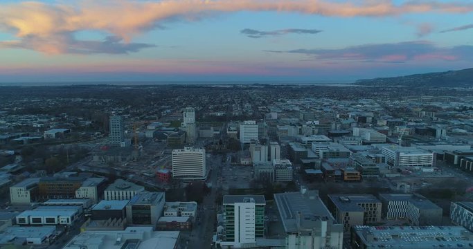 City Skyline at Sunset Christchurch