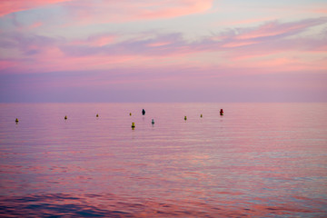 sea at sunset with purple colors