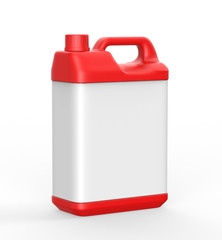 Obraz premium Blank Plastic Jerrycan With Handle On White Background For Branding And Mock up, 3d Render Illustration,